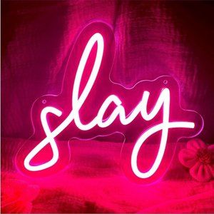 SLAY Neon Pink Light Retro 80's/90's Bday/Room/Dorm Outdoor Indoor Wall Decor